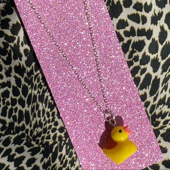 NEW Kawaii Yellow Rubber Ducky Nature Animal Necklace Lolita Egirl Scene Emo 24” - Picture 3 of 3